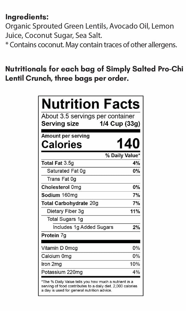 Lentil Crunch, Simply Salted, Protein Topper and Snack (Three Bags ...